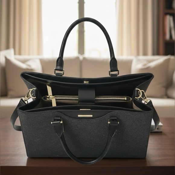 Hugo Boss Wool and Leather Tote Bag - Picture 2 of 3